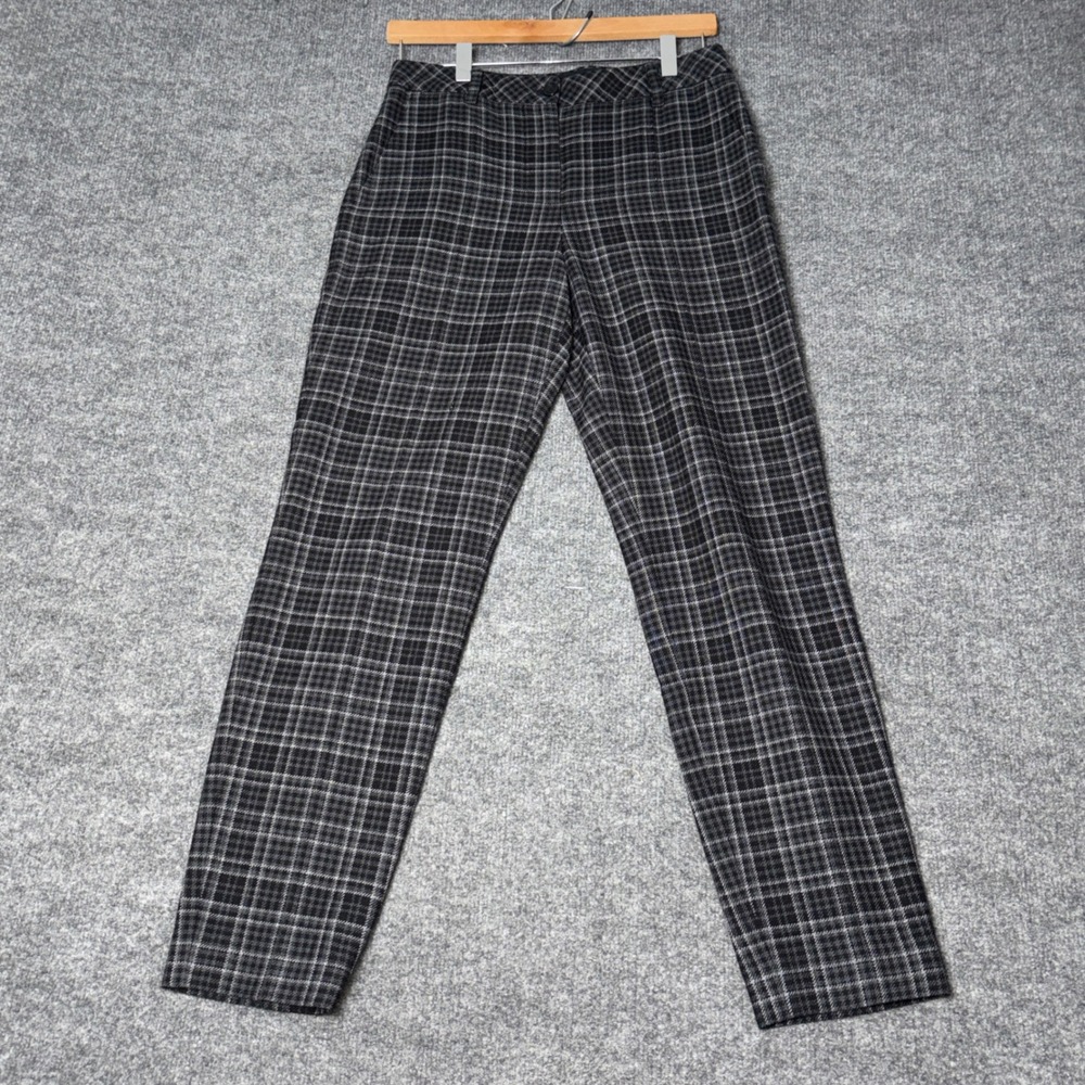 Boutique Moschino x Aeffe Spa Pants Womens 6 Grey Plaid Luxury Virgin Wool Slim